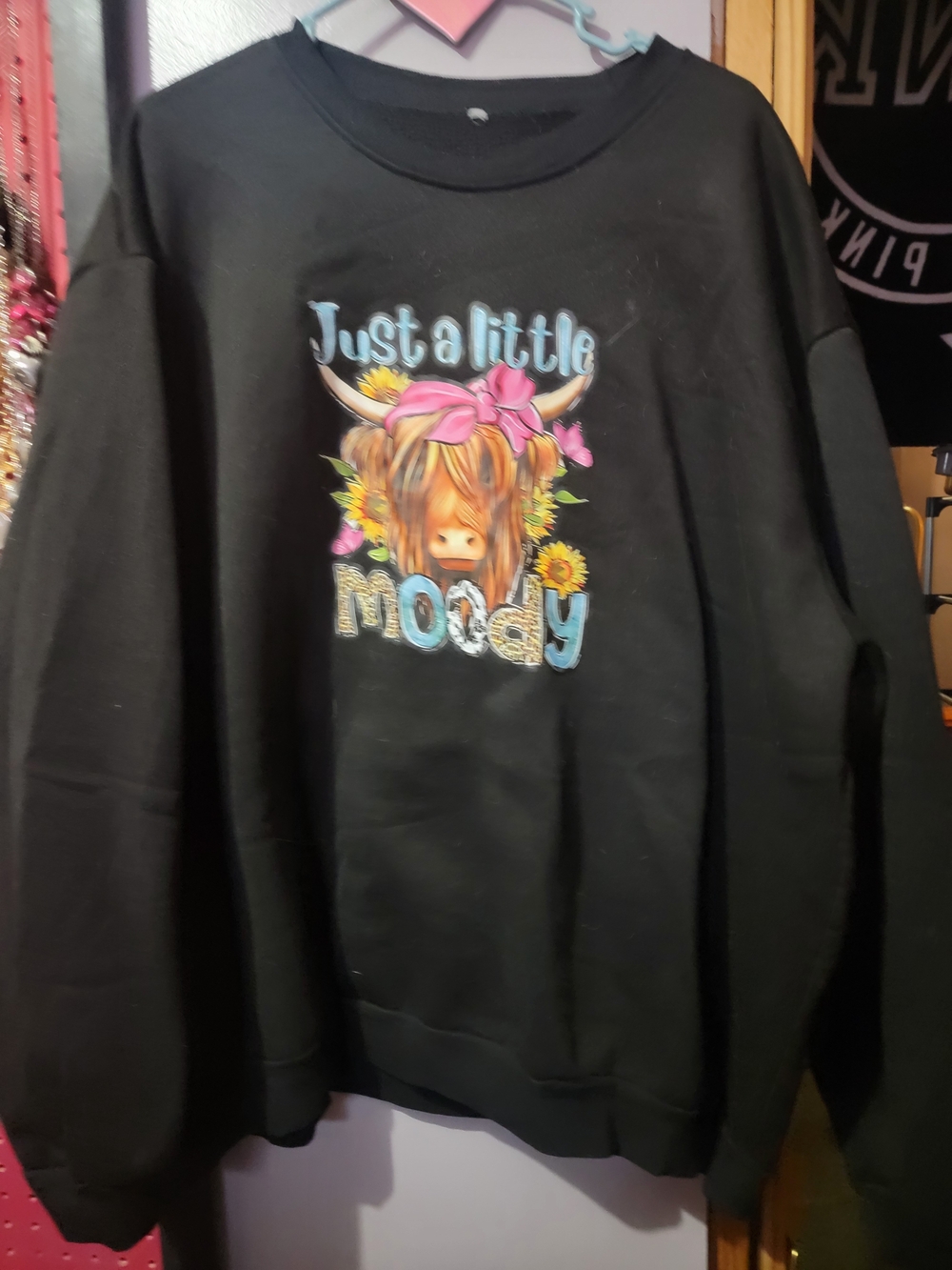 Black 'Just a Little Moody' Graphic Sweatshirt